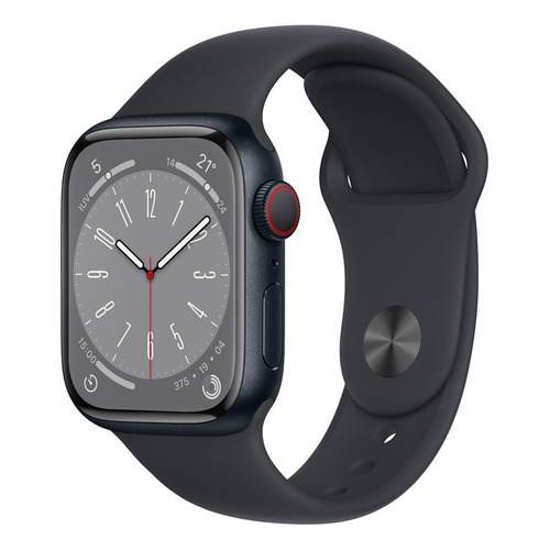 Apple Watch Series 8 GPS + Celular - Caja de aluminio color medianoche 41 mm - Correa deportiva color medianoche - Patrón