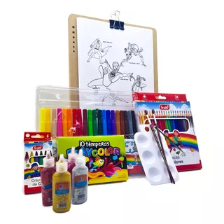 Kit Arte Niños Set Infantil + Dibujos Colorear Spiderman