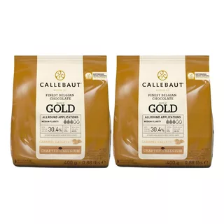  Kit 2 Chocolate Belga Gold Callebaut Caramelo 400g Promoção