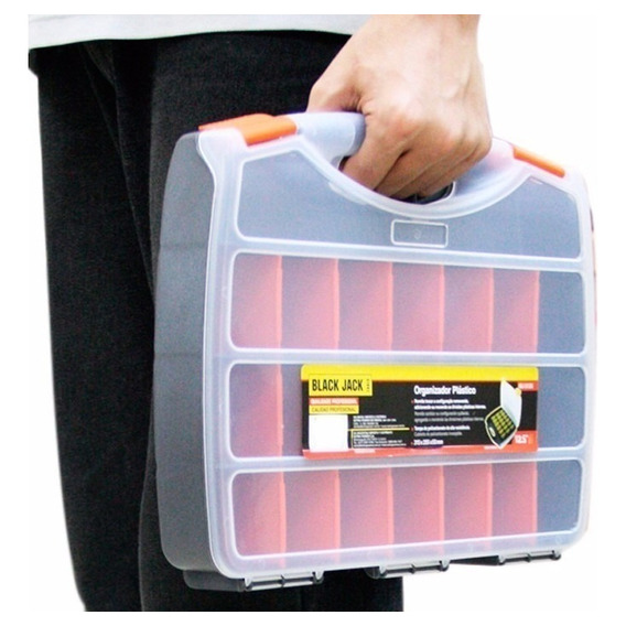 Organizador Plástico Doble 380x290x80 Mm Black Jack Color Negro