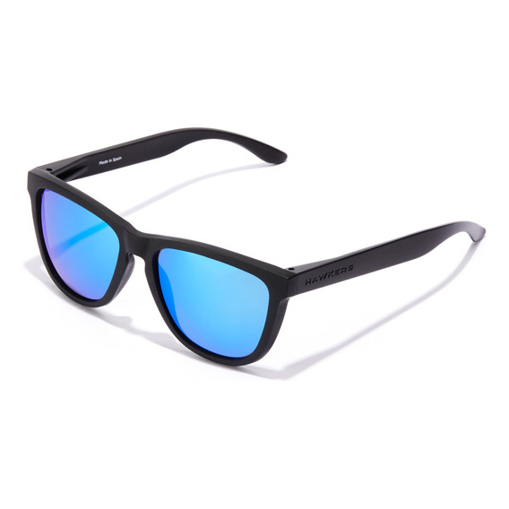 Gafas De Sol Polarizadas Hawkers One Raw Hombre Y Mujer Lente Azul claro Varilla Negro Armazón Negro Diseño Mirror