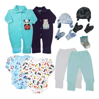 Kit Com 10 Peças Roupa Bebê Enxoval Menino E Menina Inverno