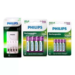 Carregador Philips Com 4 Pilha Aa E 4 Pilha Aaa Originais