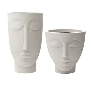 Conjunto Kit Vaso Face Mulher N34 + Homem N48 Cimento Totem