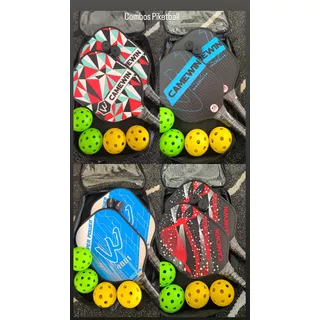 Raquetas Pickleball (combo 2 Palas, 4 Pelotas, 2 Overgrips)