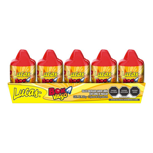 Lucas Bomvaso Dulce Con Chicle Limón 10 Piezas De 30g - 300g