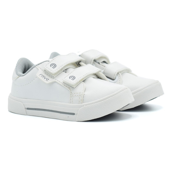 Zapatilla Colegial Blanca Con Velcro Osorno Niños Rave