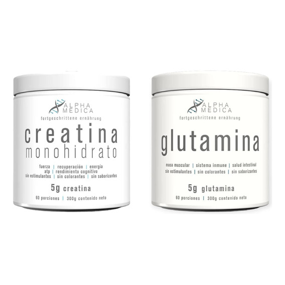 Pack Creatina Monohidratada 300gr + Glutamina - Alpha Medica