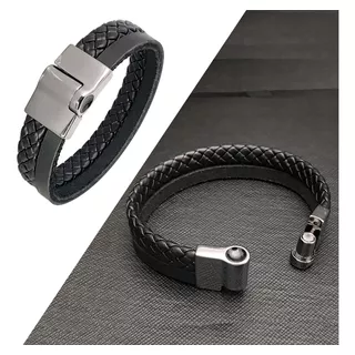 Pulseira Masculina Couro Legítimo Fecho Imã Grayson Premium