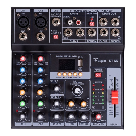 Consola Mixer Parquer 7 Canales Phantom Power Dc 5v Cuota