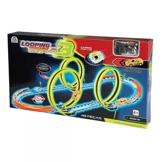 Pista Looping Triplo 3 Neon Tipo Hotwheels Com Luzes Braskit Cor Brilha No Escuro
