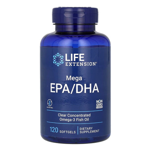 Mega EPA/DHA Omega-3 - Life Extension 120 cápsulas blandas con sabor importado sin sabor