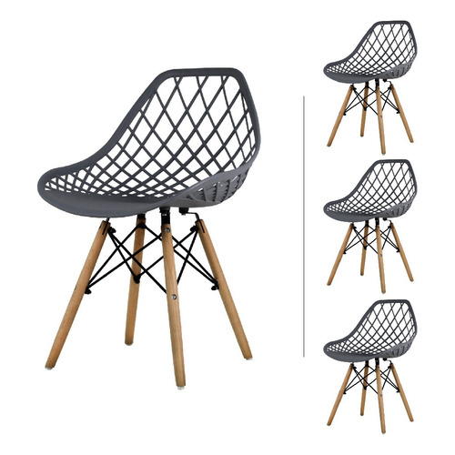 Set 4 Sillas Eames Mundo In Vento Comedor Color de la estructura de la silla Gris