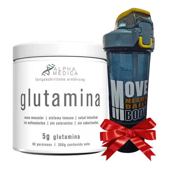 L-glutamina 300gr 60 Porciones Sin Sabor + Shaker Regalo