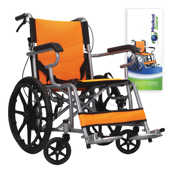 Silla De Ruedas Ligera Traslado Plegable Compacta Con Freno