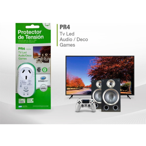 Protector Tension Tv Smart Electrodomestico Led Corte De Luz Color Blanco