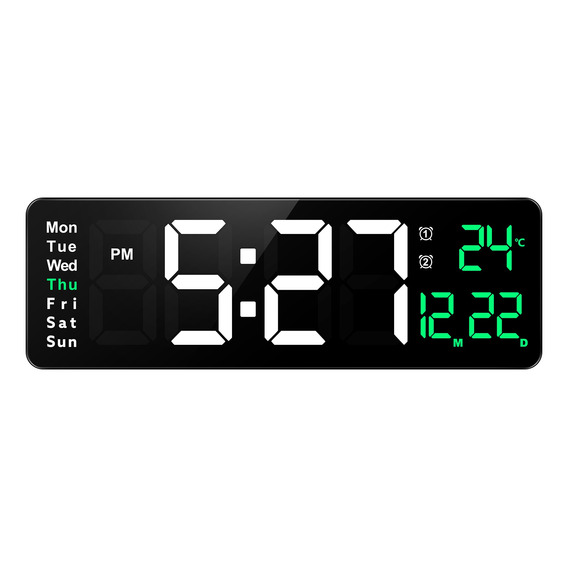 Reloj De Pared Digital Led Con Termómetro Alarmas Calendario