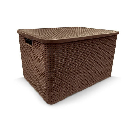 Caja organizadora de ratán Arqplast con tapa, 40 litros, color marrón, diseño con nombre