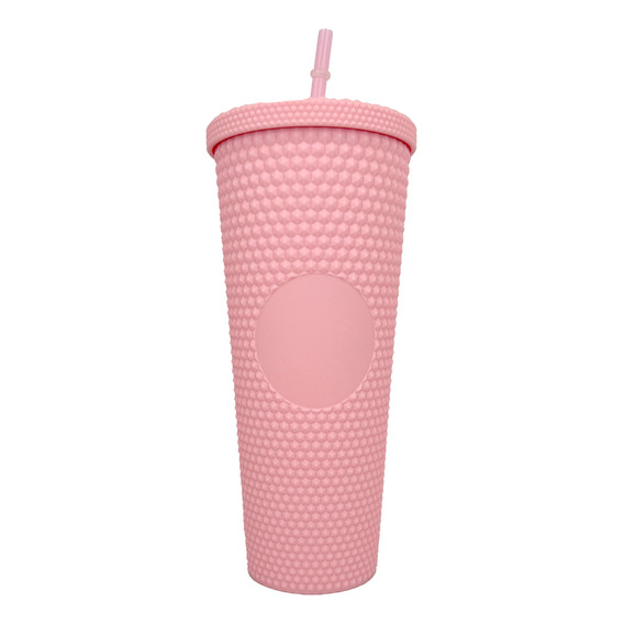 Vaso Diamante Texturizado Con Tapa Popote 710 24oz Bebidas