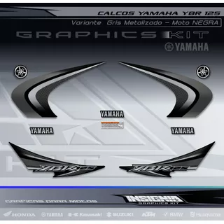 Calcos Yamaha Ybr 125 Negra - Variante Gris Met. - Insignia 