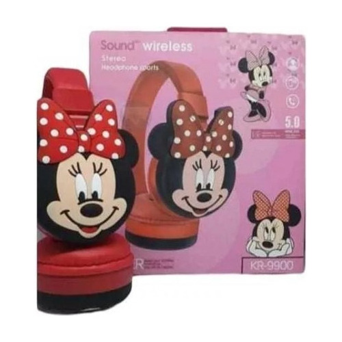 Audífonos Diadema Diferentes Personajes Bluetooth Ajustables Color Minnie Mouse