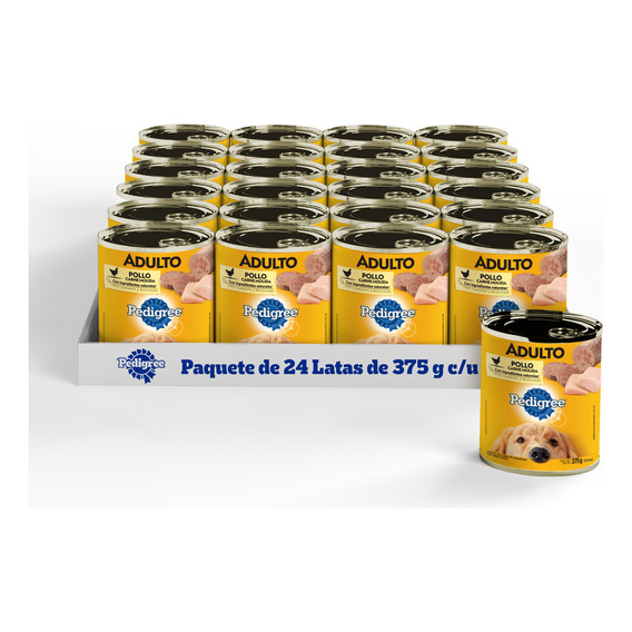 Alimento Pedigree Pack X24 Latas Para Perro Adulto 375g C/u