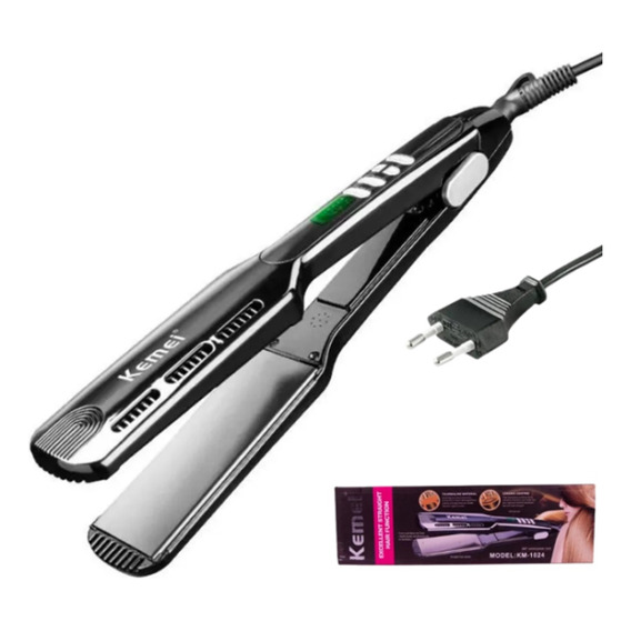 Planchita De Pelo 65w Profesional Kemei Km-1024 Color Negro