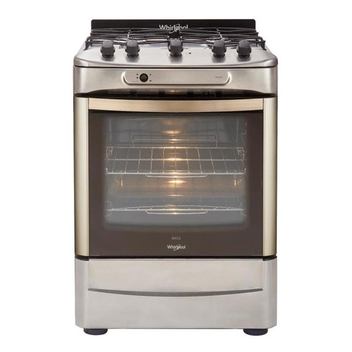 Cocina Whirlpool WF360XG a gas/eléctrica 4 hornallas  inox 220V puerta con visor 71.1L