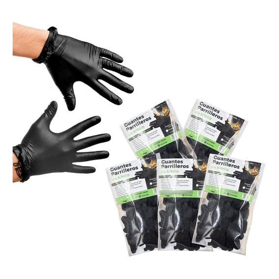 Guantes De Nitrilo Negros Parrillero, Kit Asador 15 Pares