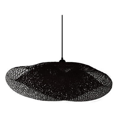 Colgante Deco Moderno De Bambu 80x60 Black Apto Led E27