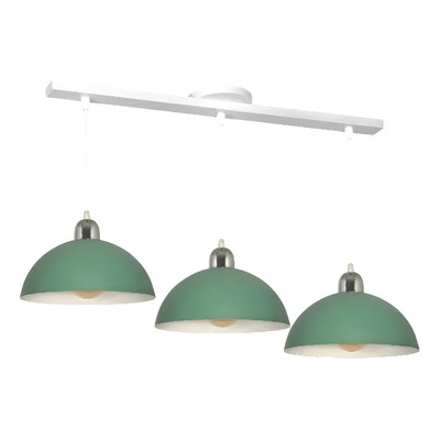 Lampara Colgante 3 Luces Deco Moderno Apto Led E27 Geo Verde Con Cromo 2