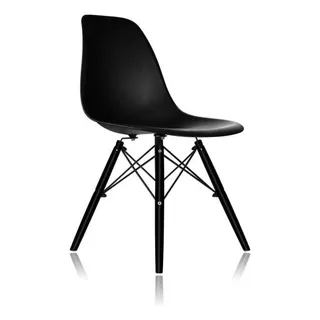 Cadeira De Jantar Empório Tiffany Eames Dsw Madera, Estrutura De Cor Preto Black Pé Preto, 2 Unidade