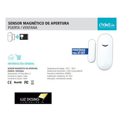 Sensor Magnetico Puerta/ventana At-sm P/ Alarma At-set Tbcin