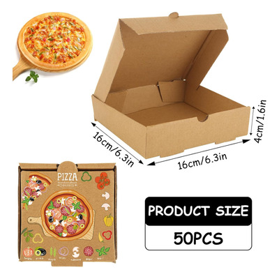 Paquete De 50 Mini Cajas De Pizza, 6.3 X 6.3 X 1.6 Pulgadas,