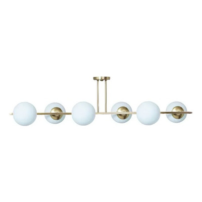 Plafon Colgante De-cor Elyn Lat 6 Luces Dorado Globo Opal