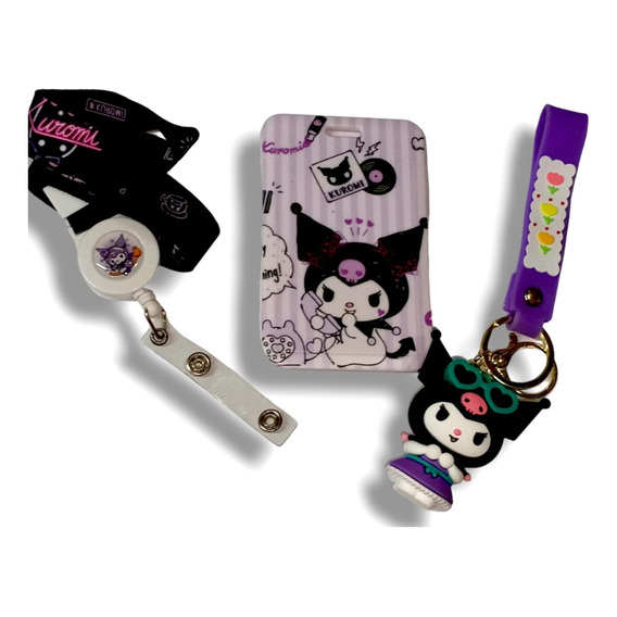 Kit X3 De Porta Carnet + Yoyo + Llavero De Kuromi