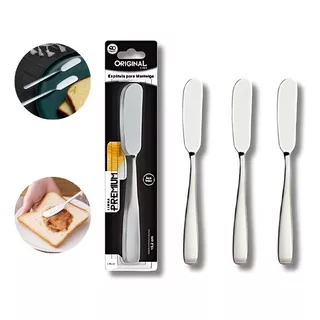 Kit 6 Peças Espátula Manteiga Geleia  Inox Original Buffet