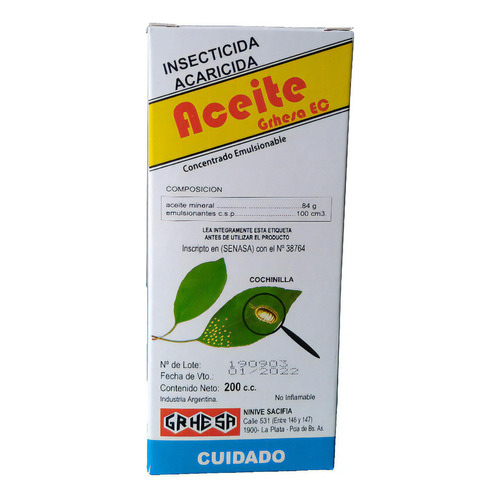 Insecticida Acaricida Aceite Grhesa Cochinillas 200 Cc