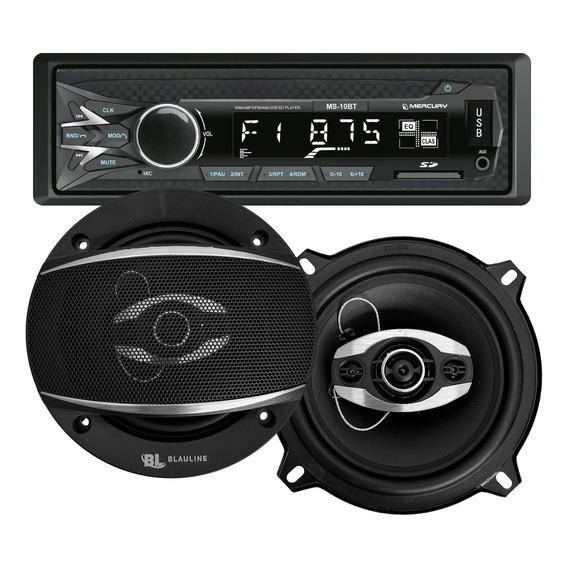 Kit Combo Stereo Bluetooth Am Fm Con Parlantes 5 Pulgadas