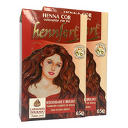 Kit 2 Henna Hennfort Em Pó 65g - Castanho Dourado