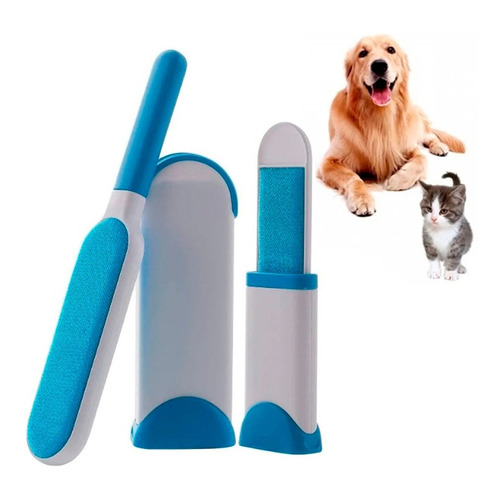 Cepillo Removedor De Pelo Y Pelusas Mascotas Perros Y Gatos Color Azul