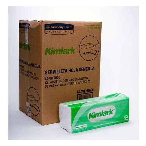 Caja Con 12 Paquetes De Servilleta Kimlark Con 500 Hojas 