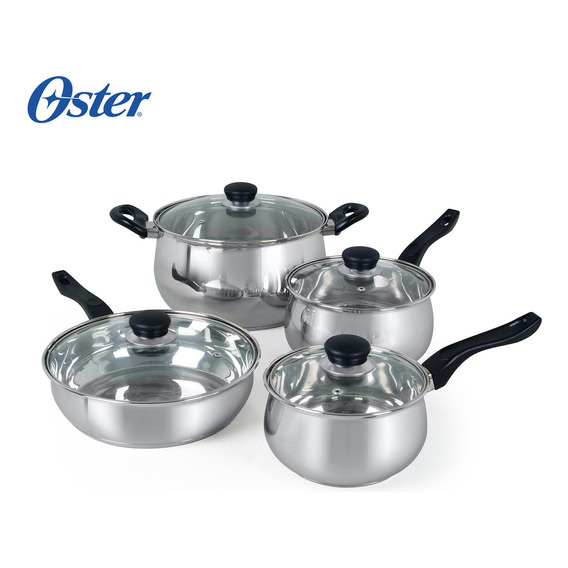 Batería De Cocina Acero Inoxidable Rametto 8 Piezas Oster