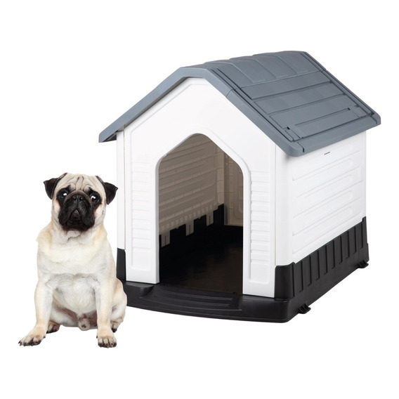 Casa Para Perro Razas Pequeñas 66x52x66 cm Termica Plastico con Techo y Piso Elevado Ideal para Exteriores e Interiores Protección UV Armable y Facil de Lavar Resistente a la Humedad