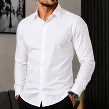 Camisa Social Masculina Slim Fit Premium Manga Longa