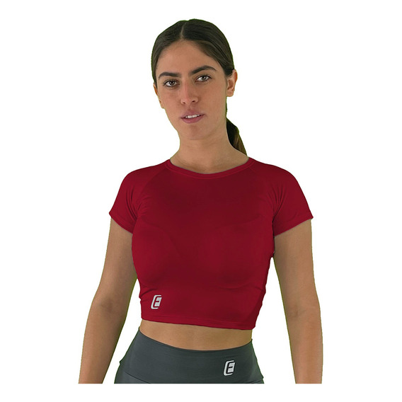 Crop Top Ombliguera Manga Corta Blusa Deportiva Fitness Gym