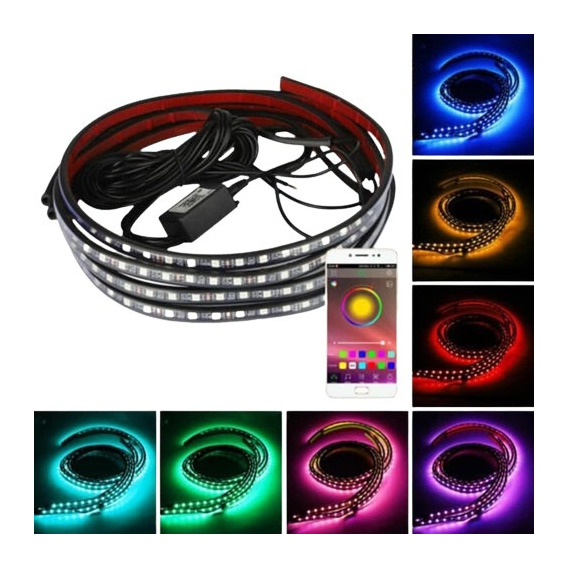 4 Tiras Led 5050 Alta P. Rgb Color Auto Camion Exterior Ip68