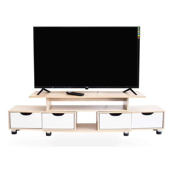 Mueble Mesa Para Tv Moderna Minimalista Resistente Ligero Color Blanco