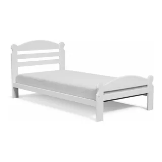 Cama De 1 Plaza Clásica Blanca De Pino Laqueada