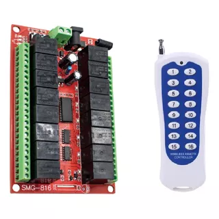 Modulo 16 Relês 12v C/ Controle Remoto 433mhz Automação